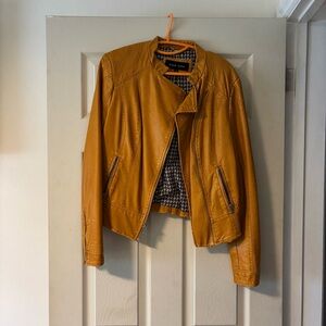 Mustard yellow faux leather jacket